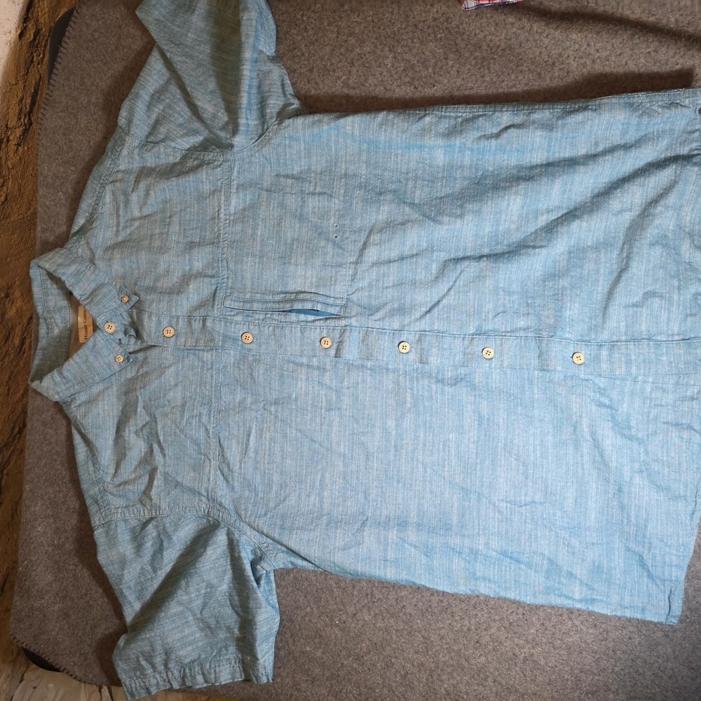 Hobbs Creek Teal Short Sleeve Button-up Fishing Shirt Men's Large D1